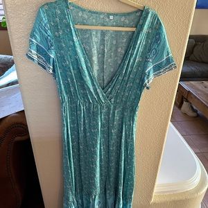 Boho Turquoise Blue MIDI Dress